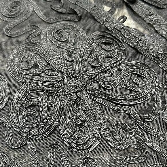 Cache Vintage NWT Long Black Sheer Textured Duster Cardigan EE27 - Picture 3 of 11